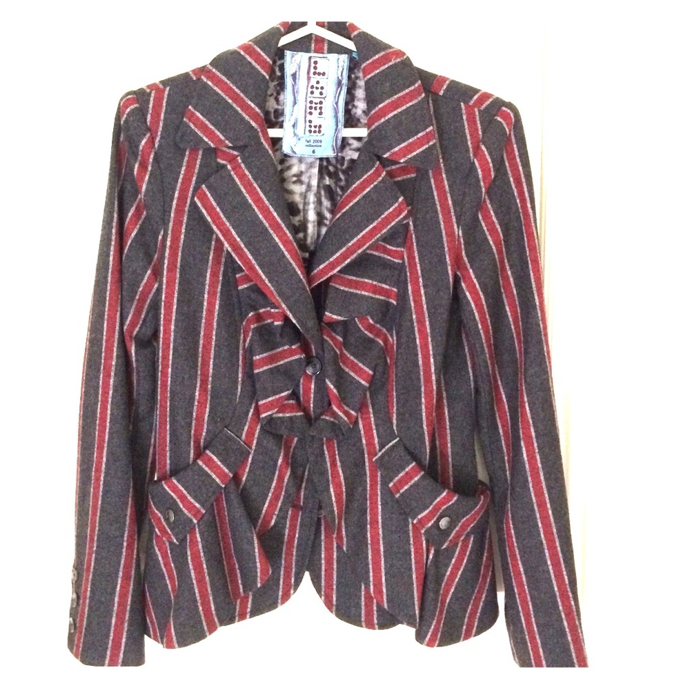 L.A.M.B. Striped Jacket with Ruffles